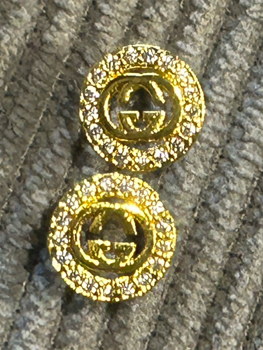 Gold Lettered D G Halo Stud Earrings